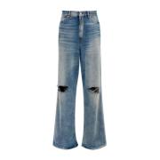 Indigo Blauw Stonewashed Gescheurde Jeans MM6 Maison Margiela , Blue ,...