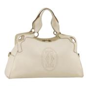 Pre-owned Leather handbags Cartier Vintage , White , Dames