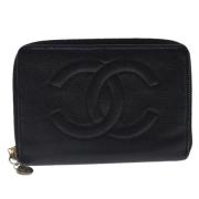 Pre-owned Leather wallets Chanel Vintage , Black , Dames