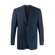 Blauwe Wollen Gebreide Blazer Jas Canali , Blue , Heren