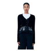 Zijden Contrast Gebreide Vest Cecilie Bahnsen , Black , Dames