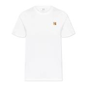 T-shirt met logo patch Maison Kitsuné , White , Dames