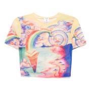 MultiColour Crewneck Korte Mouw Shirt Casablanca , Multicolor , Dames