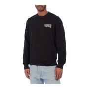 Ronde Hals Sweater met Tekst Diesel , Black , Heren