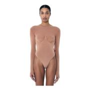 Katoenen Body met Ingebouwde Ondersteuning Diesel , Beige , Dames