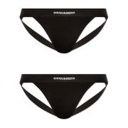 Twee-Pack Jockstraps Dsquared2 , Black , Heren