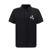 Multicolor Geborduurd Katoenen Poloshirt Fendi , Black , Heren