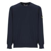 Blauwe Katoenen Trui met Logopatch Stone Island , Blue , Heren