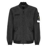 Zwarte Bomberjack Crewneck Ritszakken Stone Island , Black , Heren