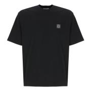 Zwarte Katoenen T-shirt met Logopatch Stone Island , Black , Heren