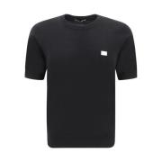 Monogram Katoenen T-shirt met Gegraveerd Detail Dolce & Gabbana , Blac...