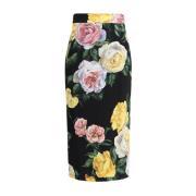 Bloemen Midi Rok met Zijden Voering Dolce & Gabbana , Multicolor , Dam...