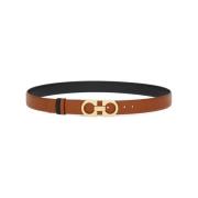 Omkeerbare leren riem met Gancini gesp Salvatore Ferragamo , Brown , D...