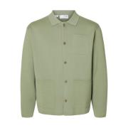 Licht Gebreide Polo Overshirt Selected Homme , Green , Heren