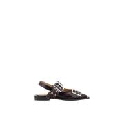 Verstelbare Ballerina's met Slingback-stijl Ganni , Brown , Dames