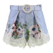 Bloemenprint linnen shorts met kant Zimmermann , Multicolor , Dames