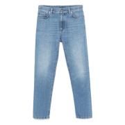 Stad Katoenen Jeans met Leren Logo Ermenegildo Zegna , Blue , Heren