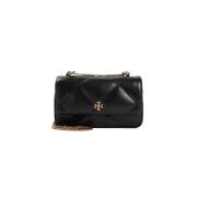 Diamanten Mini Flap Tas in Zwart Tory Burch , Black , Dames