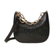 Zwarte Mini Croissant Hobo Tas met Ketting Twinset , Black , Dames