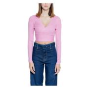 Roze V-hals Lange Mouw Top Only , Pink , Dames