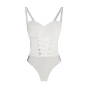 Stretch Crêpe Gekruist Lint Body Elisabetta Franchi , White , Dames