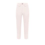 Slim Crêpe Polyester Broek Elisabetta Franchi , White , Dames