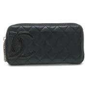 Pre-owned Leather wallets Chanel Vintage , Black , Dames