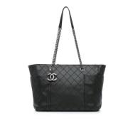 Pre-owned Leather totes Chanel Vintage , Black , Dames