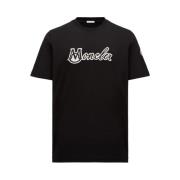 Geborduurd Varsity Logo T-shirt Moncler , Black , Heren