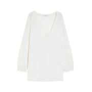 Oversized Gebreide Trui met V-hals Max Mara , White , Dames