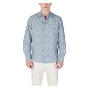 Katoenen Shirt met Lange Mouwen Replay , Blue , Heren