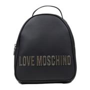 Zwarte Bedrukte Rugzak met Ritssluiting Love Moschino , Black , Dames