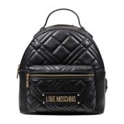 Zwarte rucksack met ritssluiting en ritszakken Love Moschino , Black ,...