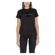 Zwart Print Ronde Hals T-Shirt Vrouwen Calvin Klein Jeans , Black , Da...