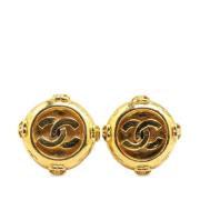 Pre-owned Metal earrings Chanel Vintage , Yellow , Dames