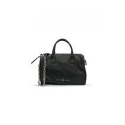 Zwarte leren handtas met kettingriem John Richmond , Black , Dames