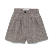 Blauwe wollen shorts met visgraatmotief Golden Goose , Blue , Dames