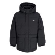 Zwarte Puffer Donsjas met Hoge Kraag Obey , Black , Heren