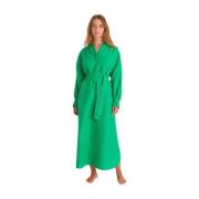 Elegante Linnen Lange Jurk Eres , Green , Dames