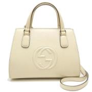 Pre-owned Leather handbags Gucci Vintage , Beige , Dames