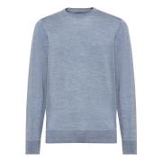 Merino Wol Crew Neck Trui Boggi Milano , Blue , Heren