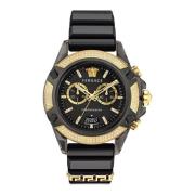 Unisex Horloge Icon Active Gouden Wijzerplaat Zwarte Siliconen Band Ve...