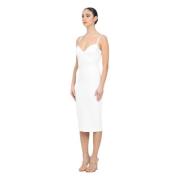 Ivoor Midi Jurk met Hartvormige Halslijn Elisabetta Franchi , White , ...