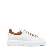 Witte Leren Logo Patch Platte Schoenen Hogan , White , Heren