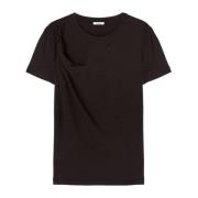 Sprankelend T-shirt met knoop vooraan Motivi , Black , Dames