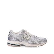 Zilver Eco-Leren Sneakers met Logo New Balance , Gray , Dames