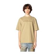 Zand Beige Logo T-Shirt Relaxte Pasvorm Acne Studios , Beige , Heren