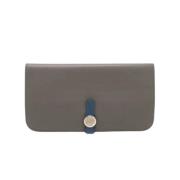 Pre-owned Leather wallets Hermès Vintage , Gray , Dames