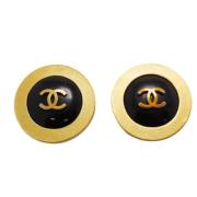 Pre-owned Metal earrings Chanel Vintage , Black , Dames