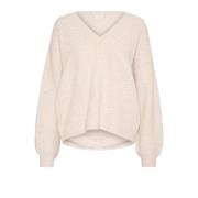 Veergrijs Melange Gebreide Trui Kaffe , Beige , Dames